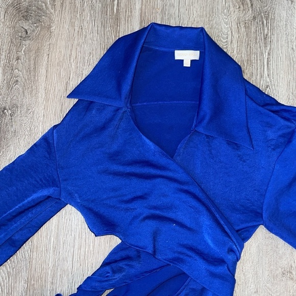 RONNY KOBO Ranell Cut-Out Midi Dress blue satin size xs - Picture 5 of 7